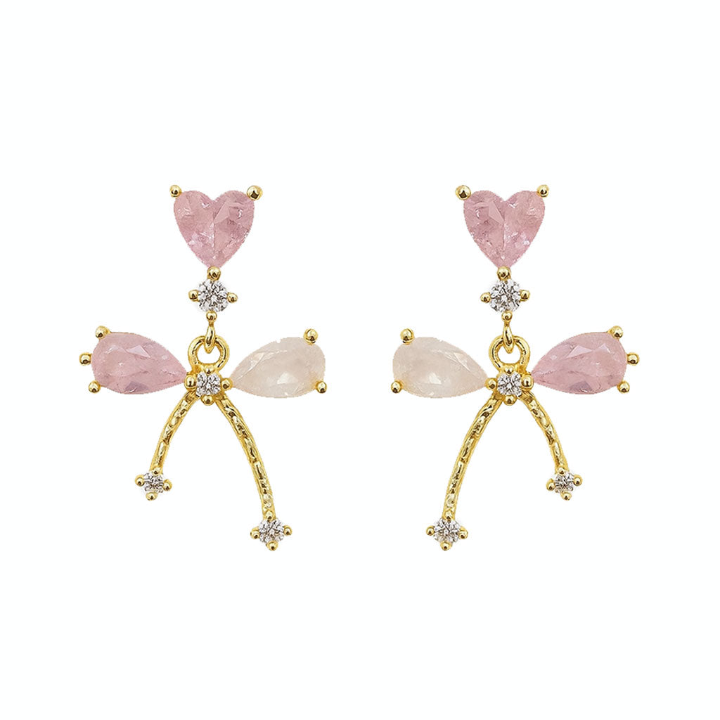 Pink Bow Earring Studs - GE318