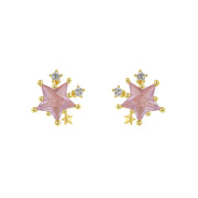 Pink Star CZ Earring Studs - GE316