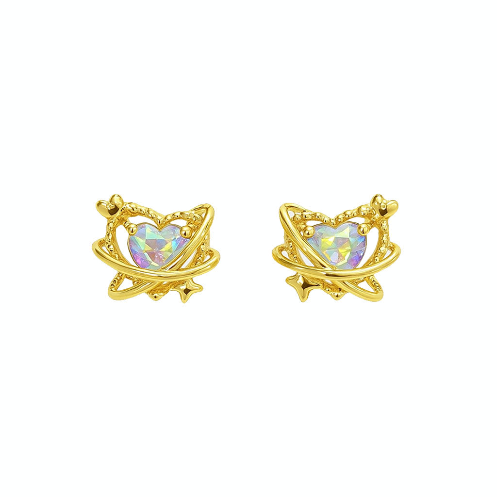 Galaxy Heart Earring Studs - GE319