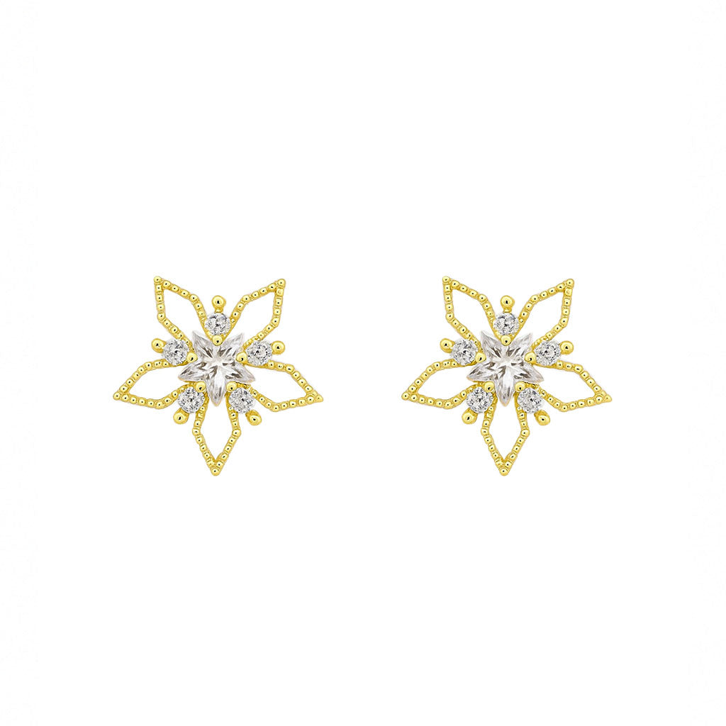 Outline Flower CZ Earring Studs - GE320
